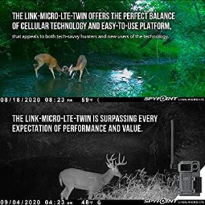 spypoint link micro lte twin pack of cellular trail cameras 10mp with low glow leds for quality nighttime photos, 80’ flash and detection range, 4g/lte photo transmission (link micro lte twin)