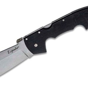 cold steel 62mgc xl espada g10 folding knife 7.5" japanese aus 10a stonewashed plain blade, black g10 handles