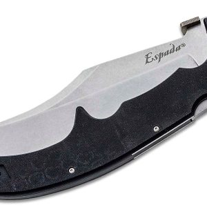 cold steel 62mgc xl espada g10 folding knife 7.5" japanese aus 10a stonewashed plain blade, black g10 handles
