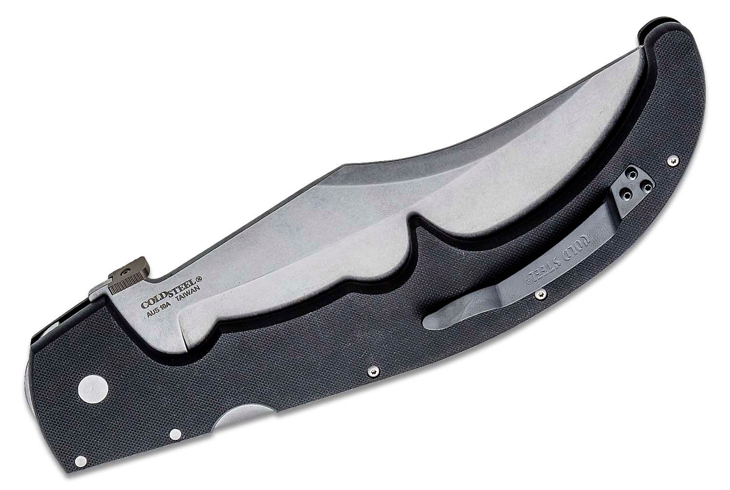 cold steel 62mgc xl espada g10 folding knife 7.5" japanese aus 10a stonewashed plain blade, black g10 handles