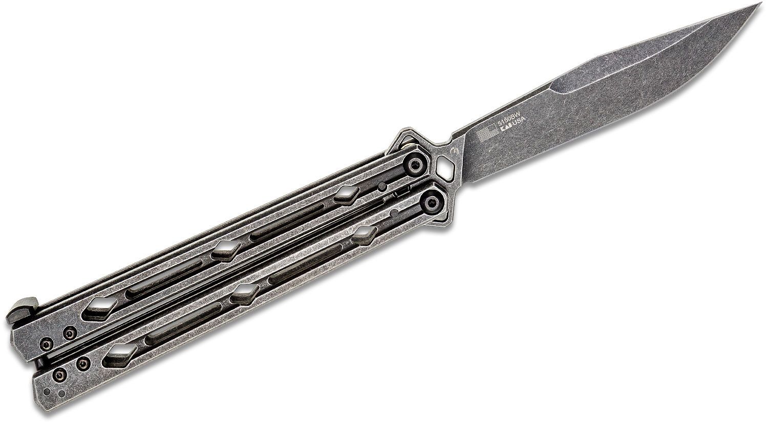 Kershaw Lucha BlackWash balisong butterfly knife pocket flip deployment view