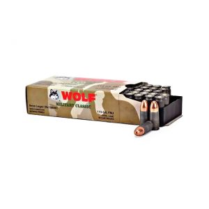 wolf military classic 9mm luger 115 grain fmj 50 rounds